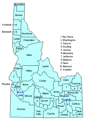 Idaho County Outline Map.
